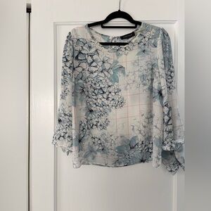 Ivanka Trump Blue and White Floral Blouse